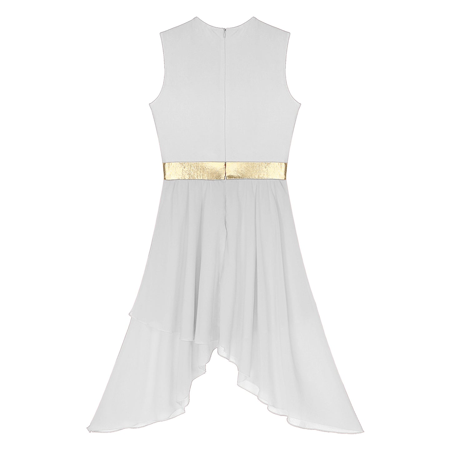 Womens Lyrical Dance Dress Ballroom Dancing Church Choir Stage Performance Costume Sleeveless Asymmetrical Hem Dresses Dancewear