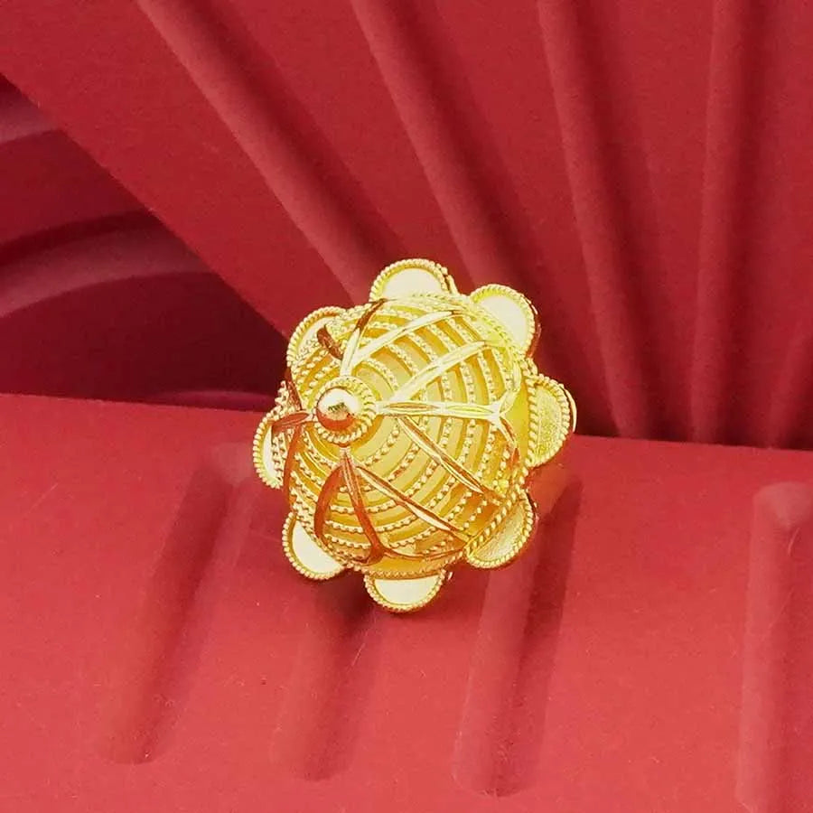 Classic 24K gold-plated jewelry necklace, bracelet, ring, earring flower design women's Habesha wedding gift Ethiopia set