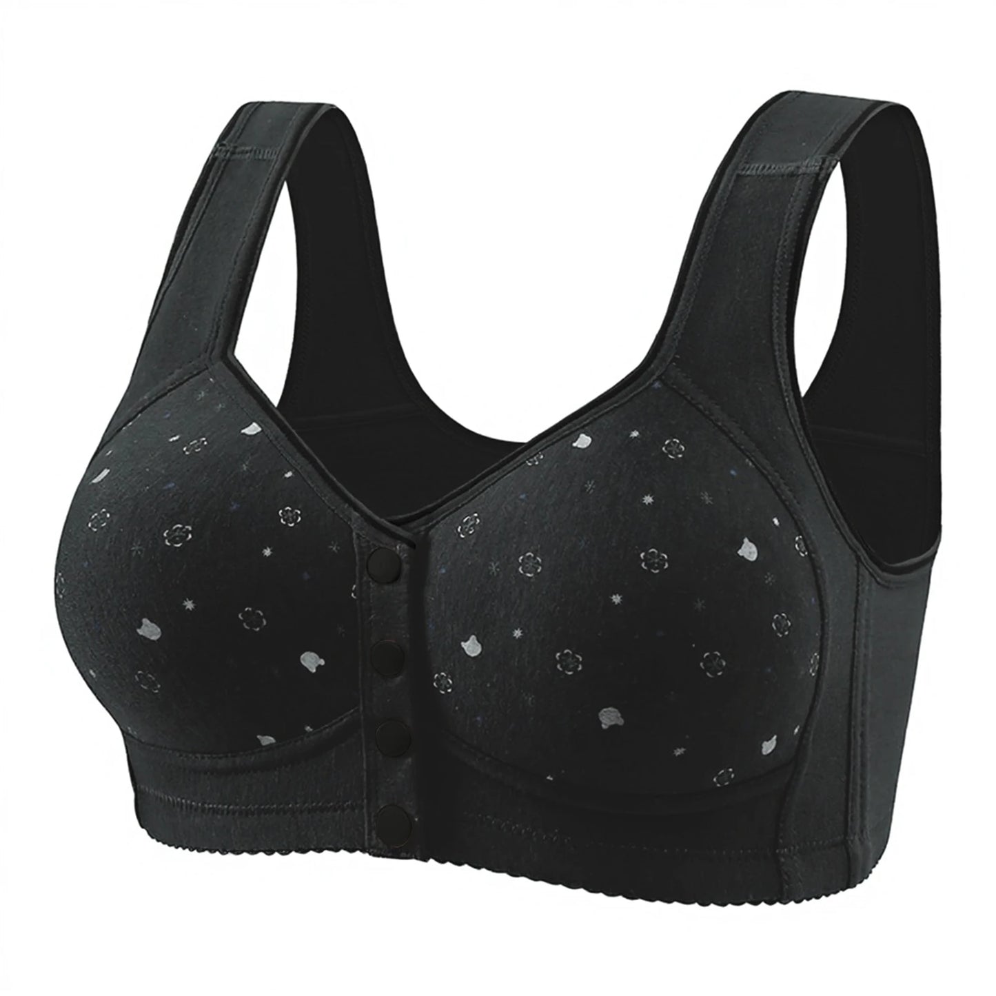 Women'S Front-Clasp Bra Printed Bra Pattern Vest-Style Design Comfortable Without Underwire Suitable Daily Wear All Seasons Home