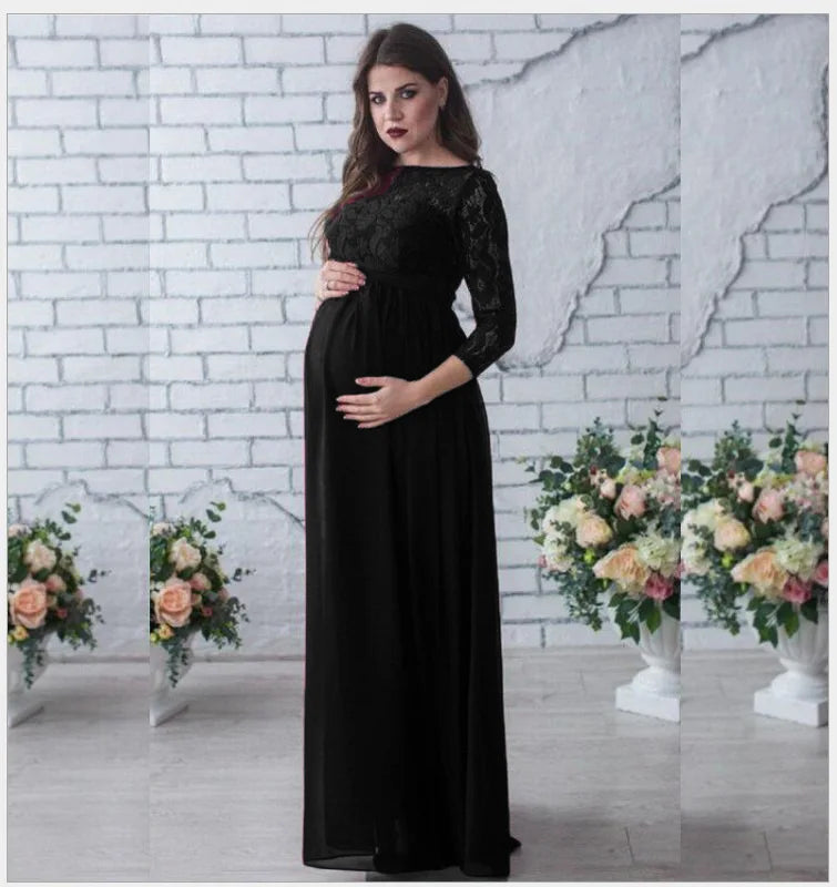 Maternity Dresses Photoshoot Lace Long Sleeve Dress For Pregnant Women Maternity Dress Baby Shower Dress For Evening Party Gown