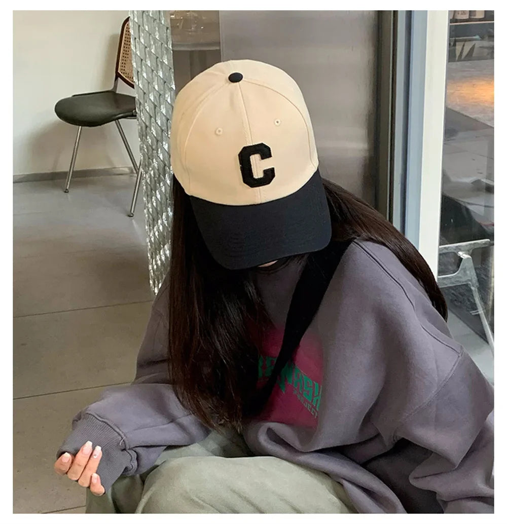Baseball Cap for Women and Men Hat Fashion Letter C Patch Hat Summer Sun Visors Caps Color Block Design for Casual Wear