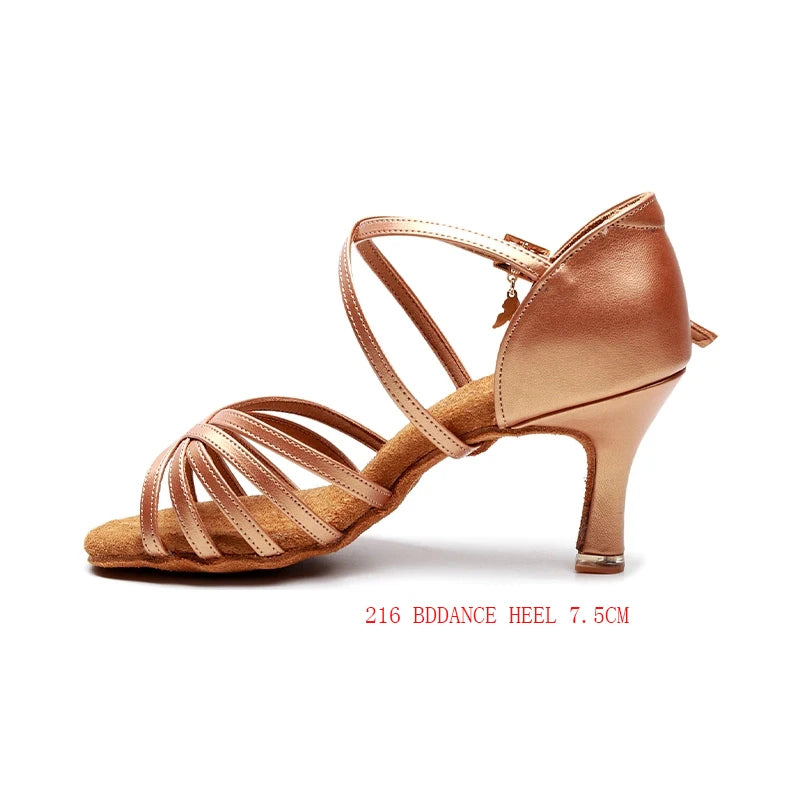 BD Latin Dance Shoes Authentic Female Soft-Soled Dancing Professional National Standard BDSALSA 216 Ballroom FREE BAG BDDANCE