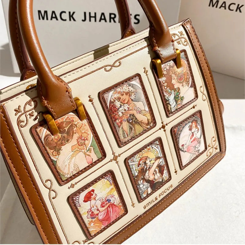 Women's handbag with high-end contrasting colors, carrying mother's bag 2024 new retro designer single shoulder crossbody bag