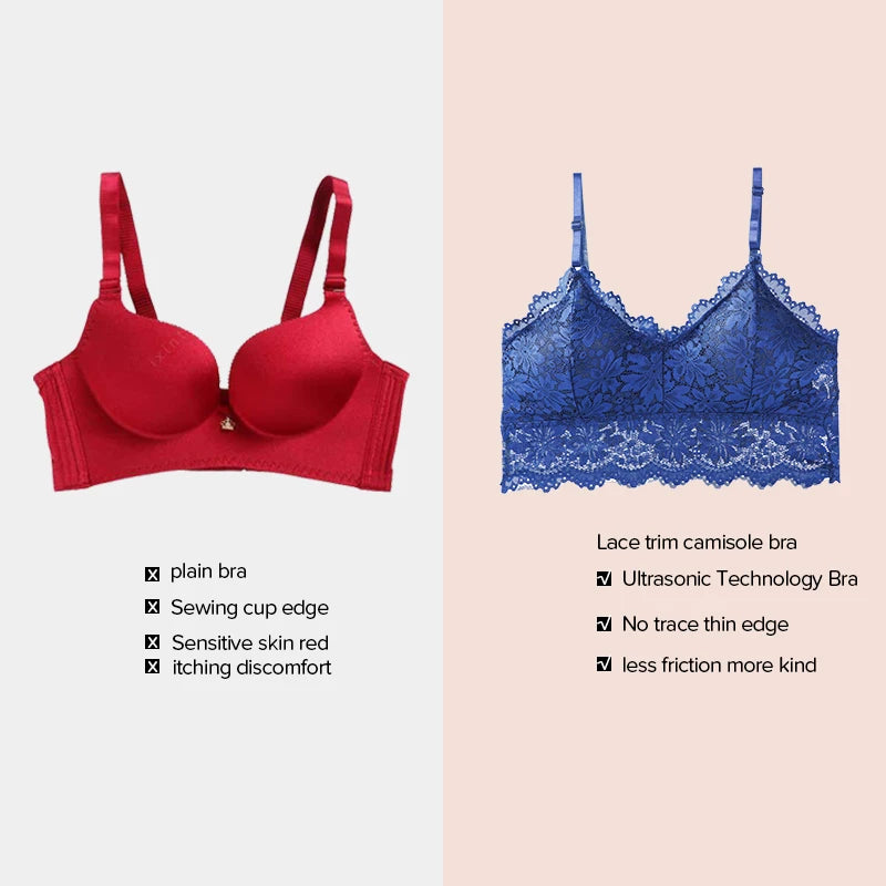 Sexy Bra Women Lace Bralette Sexy Lingerie Underwear Wireless Padded Seamless Bra Ultra Strap Padded Bras for Women