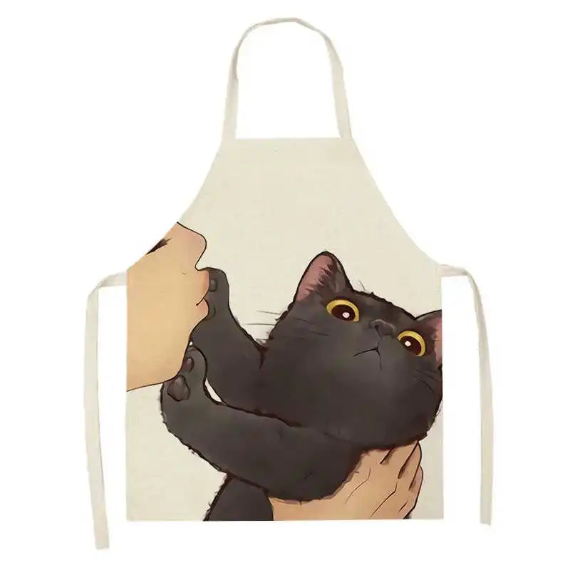 Kitchen apron Cute cartoon cat pattern  anti-stain and oil-proof sleeveless  Home Clean cooking baking accessories