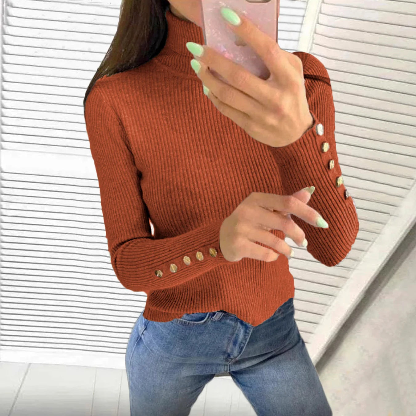 Elegant Sweaters Woman Sueter Negro Sueter Feminino Women's Autumn High Neck Pullover Knitted Sweater New  Tops Mujeres Juvenil