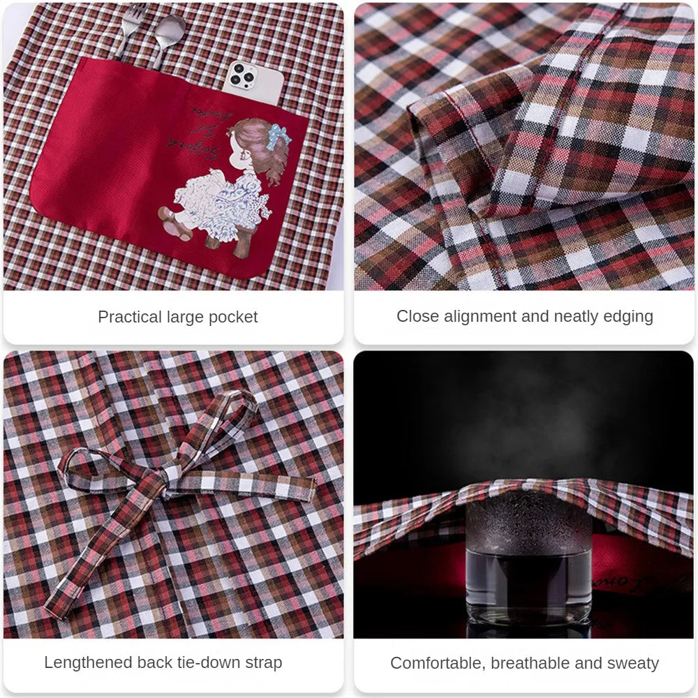 Household Women Kitchen Apron Wear Resistant Cartoon Girl Restaurant Uniform Breathable Cloth Antifouling Work Apron