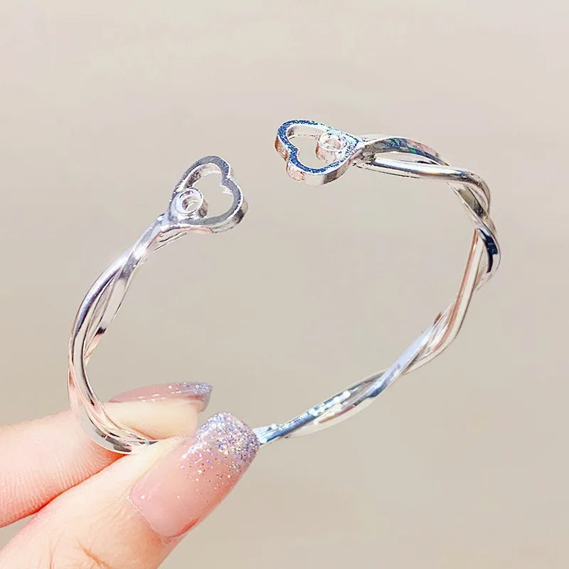 Luxury Sliver Bangles for Women Mobius Twisted Bangles Simple Bangle Wedding Party Jewelry Accessories Браслеты На Руку Женские