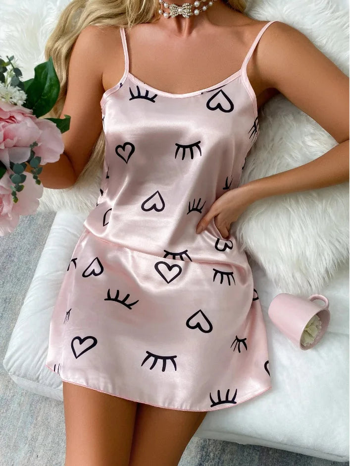 Women Sexy Sleeveless Nightdress Satin Chemise Lingerie Sleepwear Night Dress Cami Slip Dress Nightwear Nightgowns