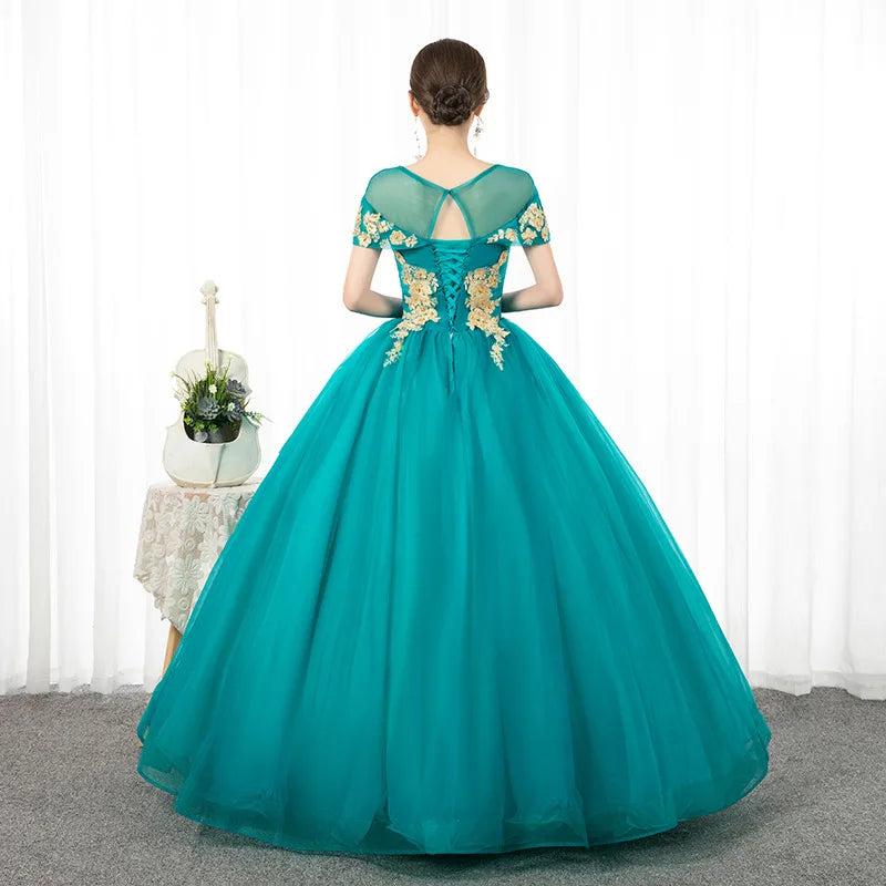 Customized New Ball Gown Women Evening Dresses Appliques Scoop Neck Prom Birthday Party Gowns Formal Occasion robes de soirée