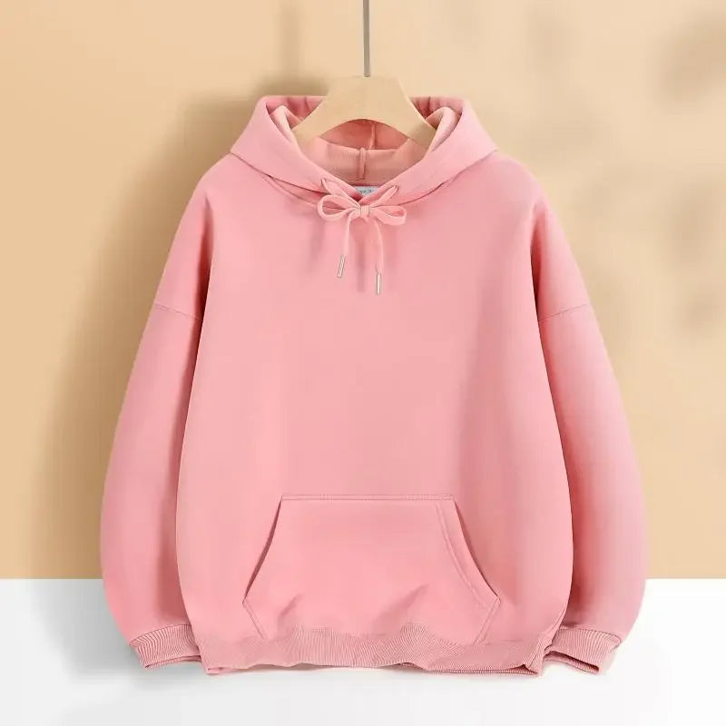 Sweater Loose Men's and Women's New Casual Solid Color Thickened Coat Autumn and Winter Hooded Sweater Simple