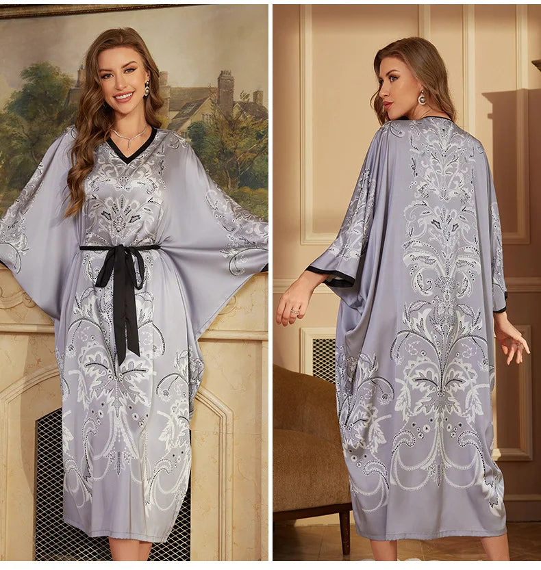 V-Neck Nightgown for Women Sleepwear Court Style Bathrobe Gown Nighties Loungewear Summer Nightdress Home Wear Outfits