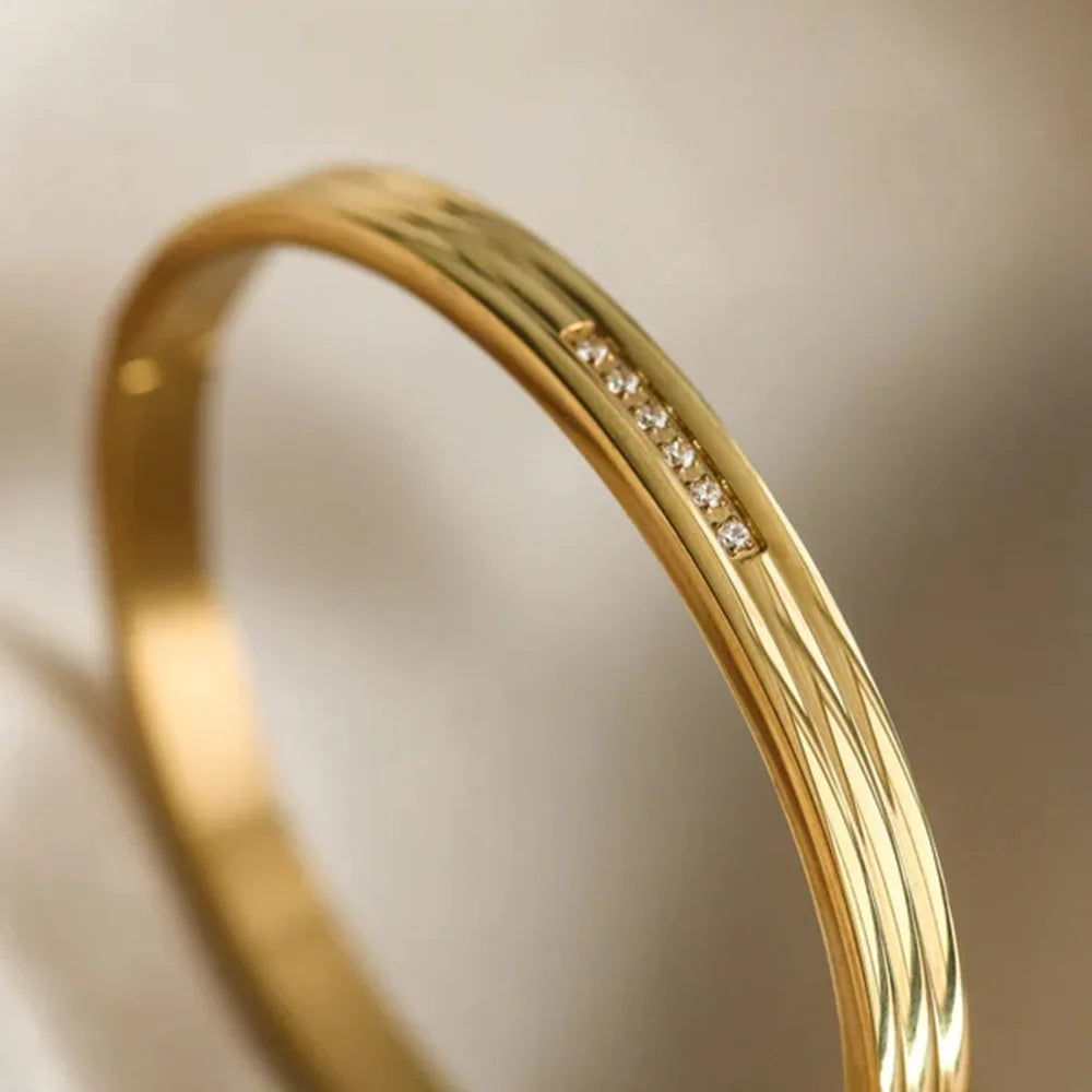 Fashion Punk Cuff Bangles For Women Dainty Zircon Inlaid Bohemia Indian Bracelets & Bangles Women's Female Cute Ladies Jewelry