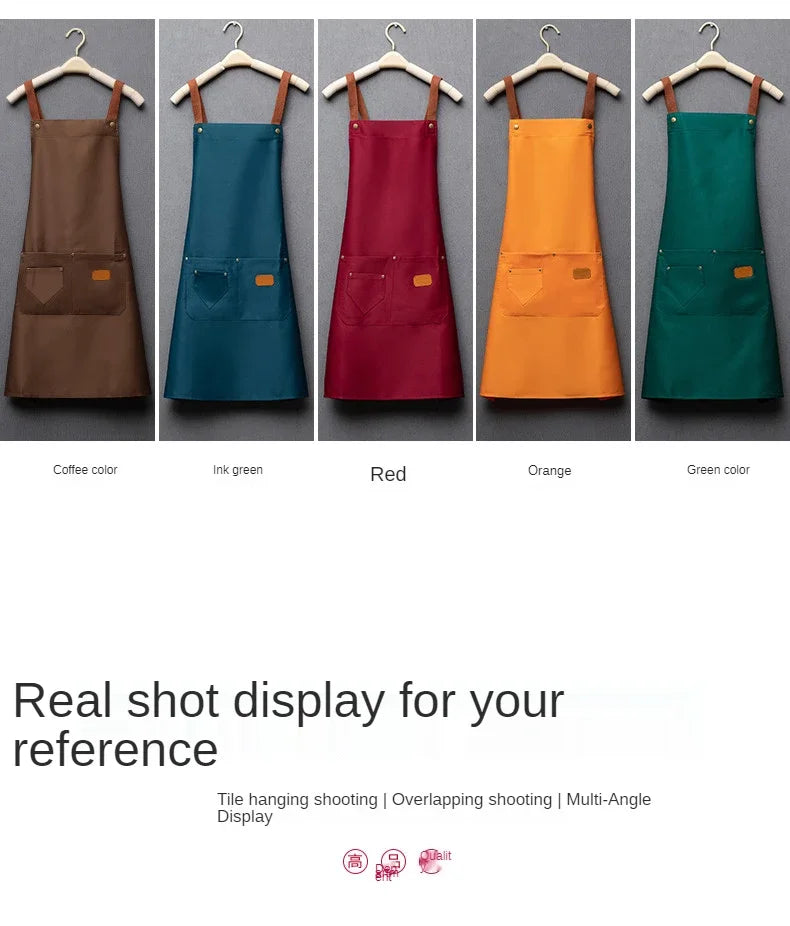 1PCS New Fashion Kitchen Aprons for Woman Men Chef Work Apron for Grill Restaurant Bar Shop Cafes Beauty Nails Studios Uniform