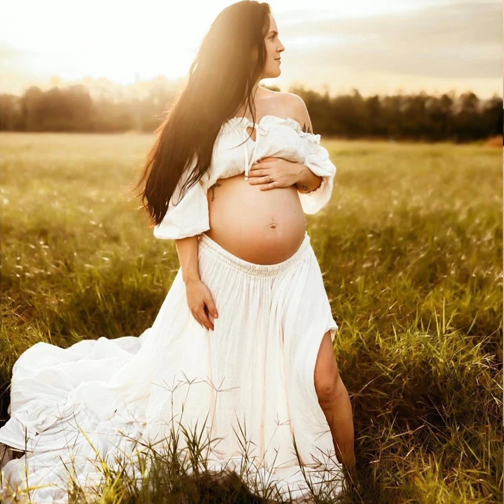 Maternity Dress For Photoshoot Pregnancy Vintage Pregnant Women Wear Comfortable Linen Cotton Dress Bohemian Boho Pregnant Dress