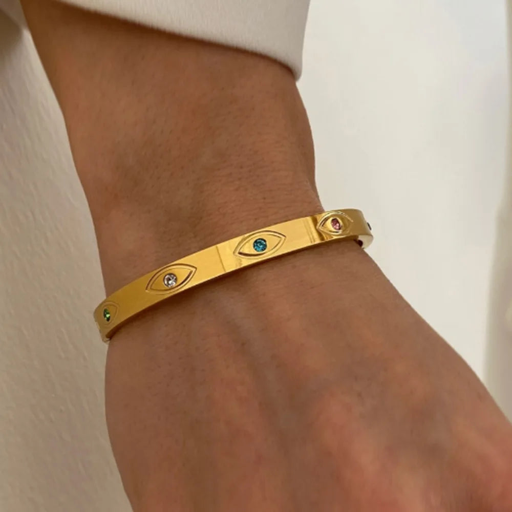 Fashion Punk Cuff Bangles For Women Dainty Zircon Inlaid Bohemia Indian Bracelets & Bangles Women's Female Cute Ladies Jewelry