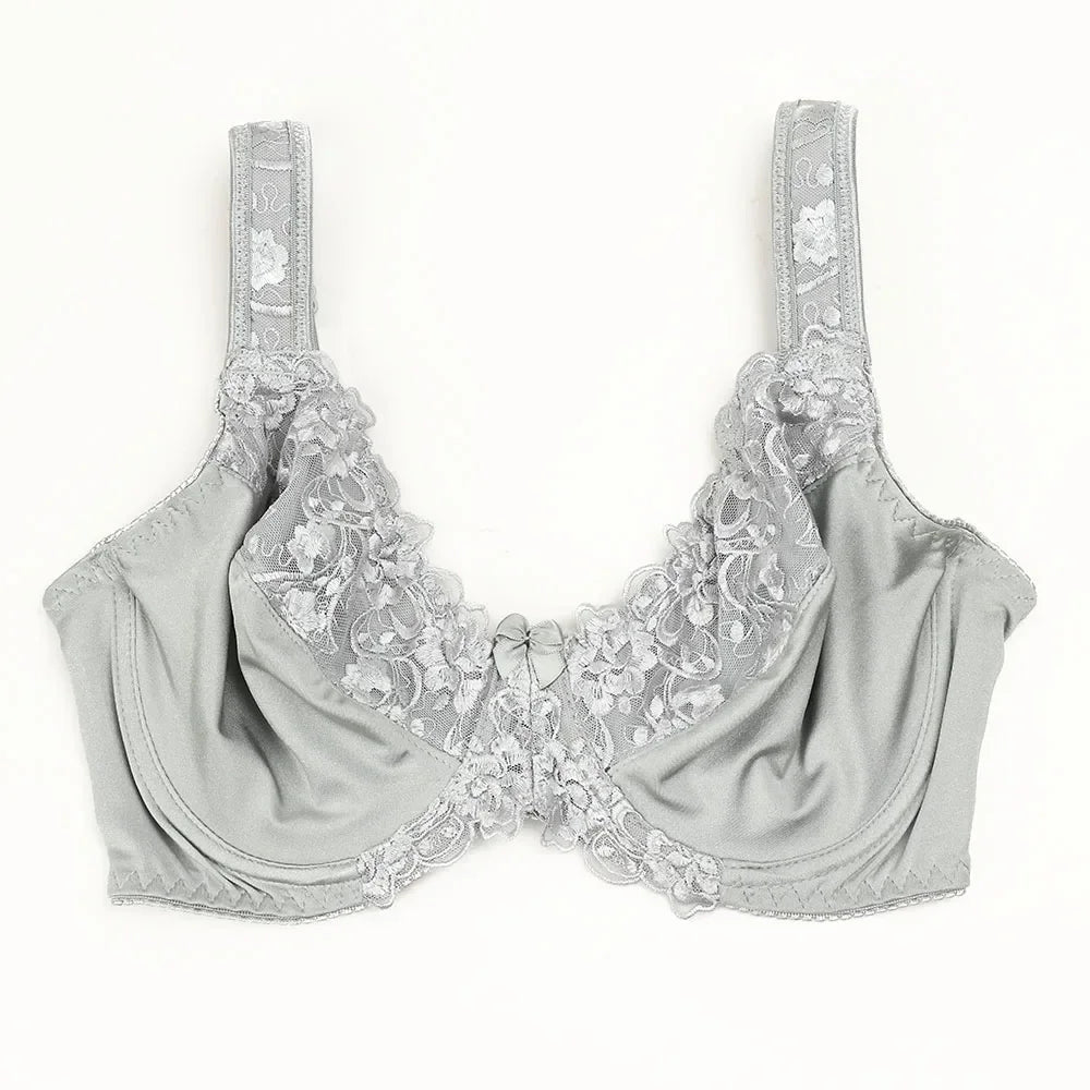 Bra For Women Lace Full Coverage Minimizer Non-Padded Underwire Woman Floral Embroidery Female Plus Size B C D E F G H I NM21