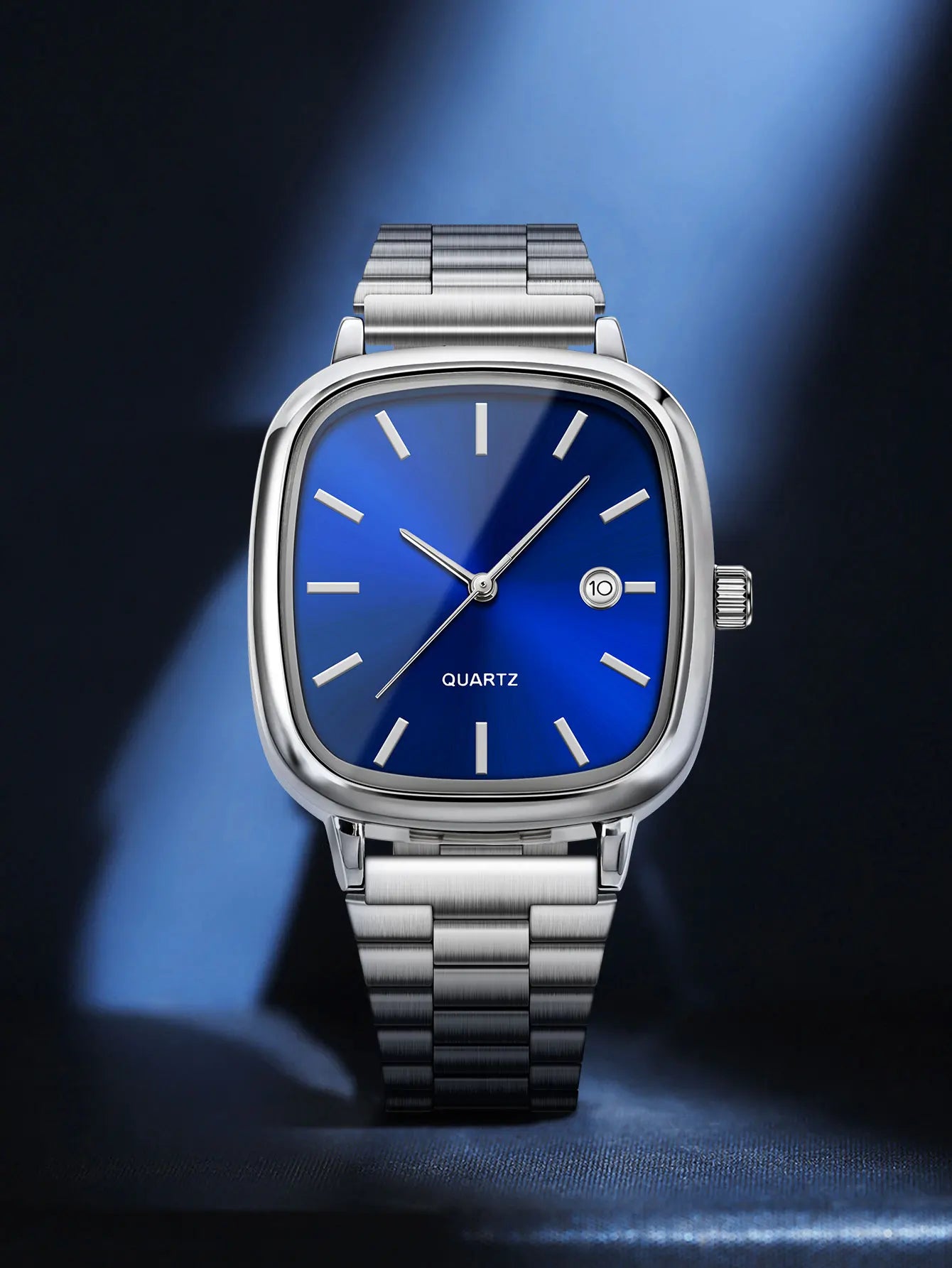 LUCKY FOX Modern minimalist square watch Business mens metal watch stainless steel chain multi-scene commuter watch