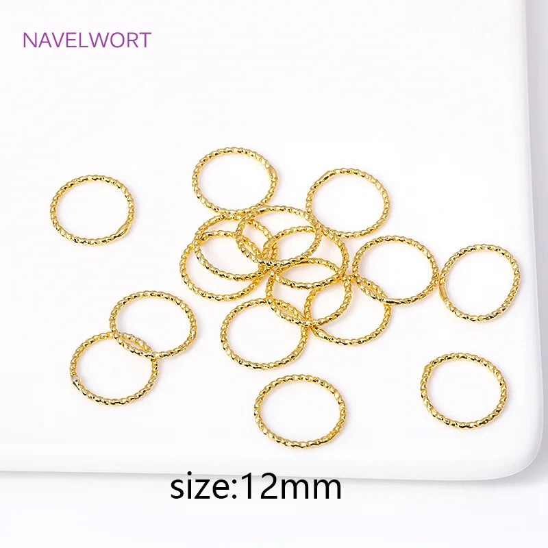 Wholesale 18K Gold Plated Brass 6/8/10/12MM Round Twist Closed Ring Connectors Accessories For DIY Jewelry Making Supplies