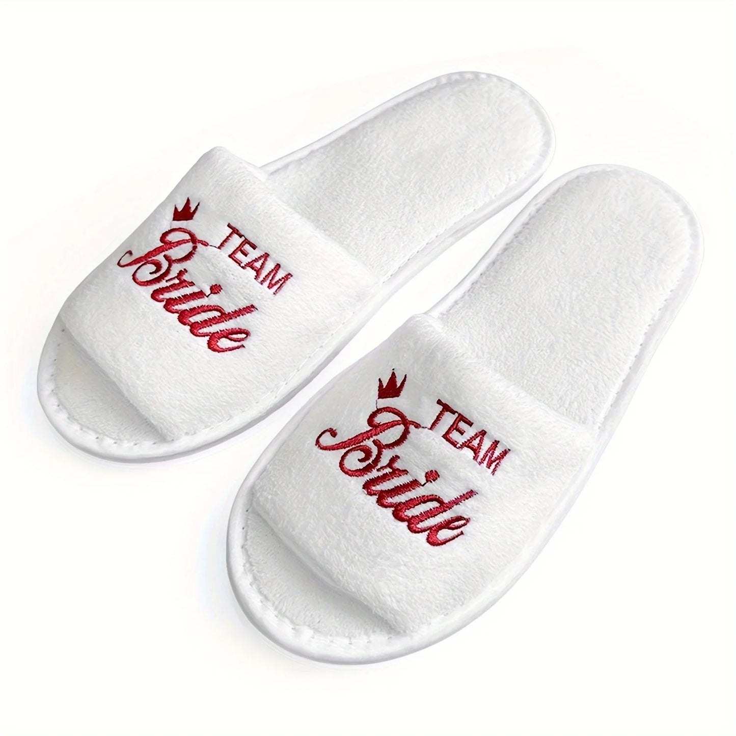 Bridal Party Slippers Set, With Embroidery, Lightweight Cozy Soft Sole Flats, for Brides, Bridesmaids, Guests & Bachelorettes