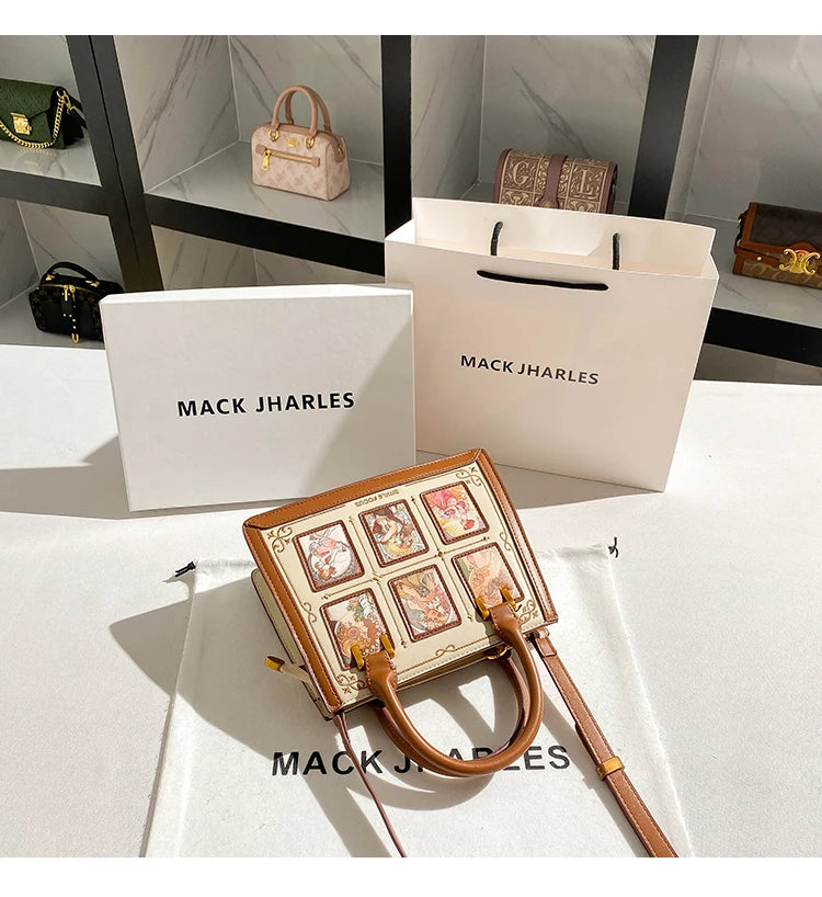 Women's handbag with high-end contrasting colors, carrying mother's bag 2024 new retro designer single shoulder crossbody bag