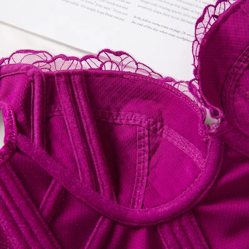 Embroidery Bras for Women Lingerie Sexy Bra Bralette Solid Plus Size Lace Bra Thin Push Up Bra 2024 Fashion CD Cup Backless Bra