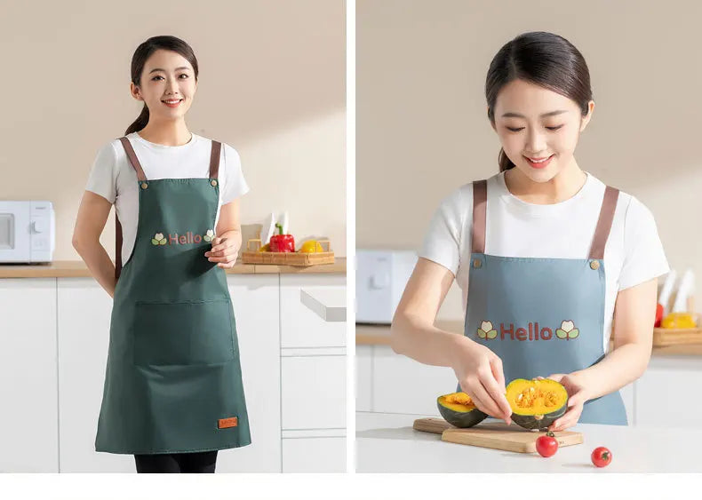 Kitchen Apron Waterproof Oilproof Convenient Pocket Chef Cooking Apron Men Women Barista Manicurist Work Aprons Waiter Uniform