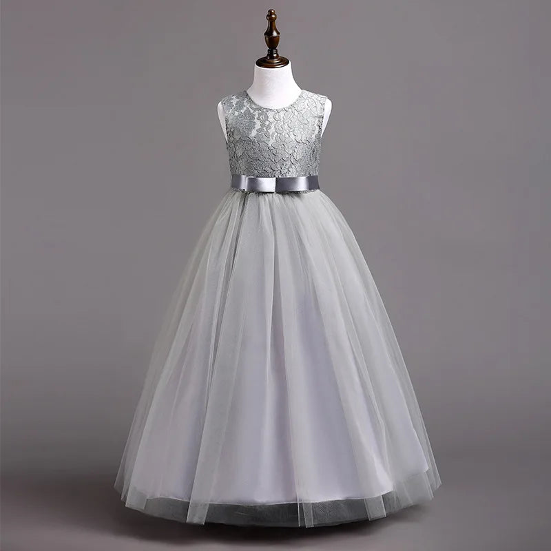 Teen Elegant Dresses For Girls Lace Dress Embroidered Gown Princess Children Formal Evening Kids Flower Girls Wedding Vestidos