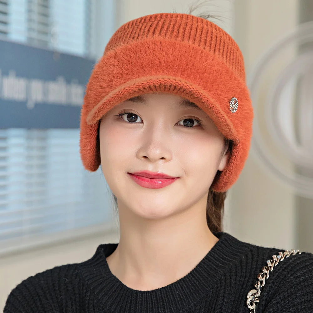 New Women Winter Hat  Fashion Streetwear Decorate Beanie Hat For Women Casual Knitted Warm Cap