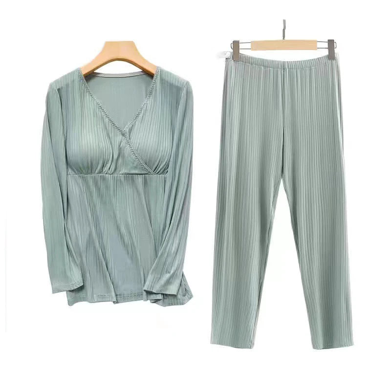 Maternity Nursing Sleepwear Breastfeeding Nightwear for Pregnant Women Pregnancy Breast Feeding Pajamas Suits Maternity Clothes
