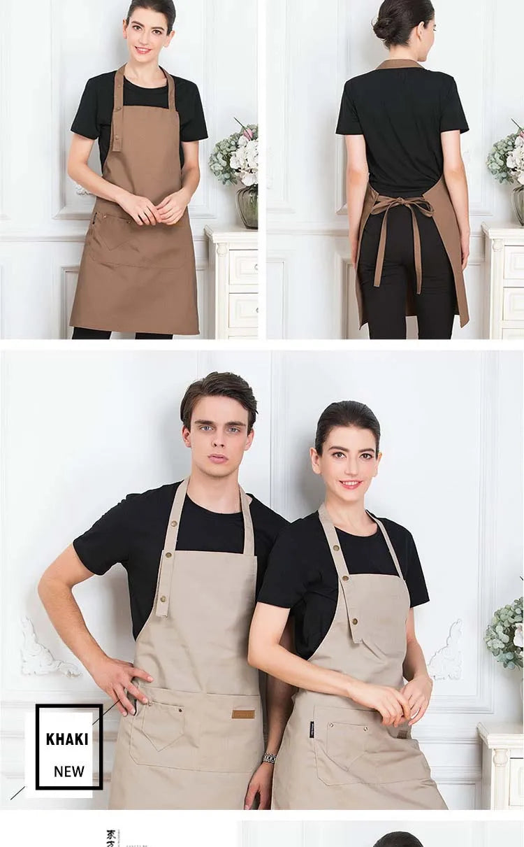 New Fashion Kitchen Aprons for Woman Men Chef Work Apron for Grill Restaurant Bar Shop Cafes Beauty Nails Studios Uniform
