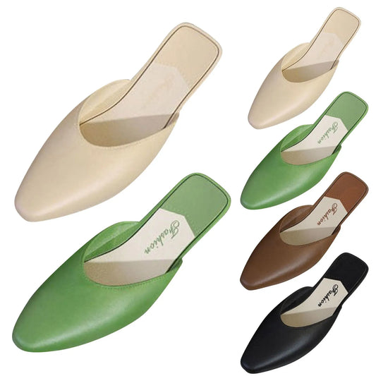 Women'S Slippers Fashion Solid Color Closed Toe Shallow Shoes Popular In Summer Flat Shoes Low-Top Outdoor Slipper