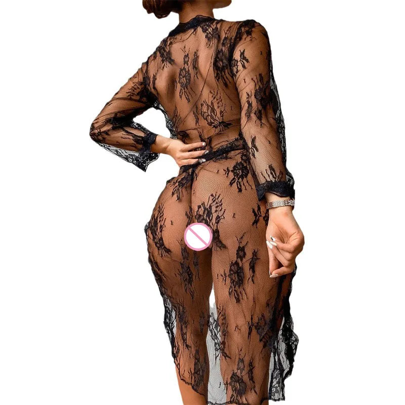 Woman Night Dress  Fashion Net Mesh Lingerie Padded Sexy Lace Sleep Skirt and Underpants Set  Pajamas for Women  Sexy Sleepwear