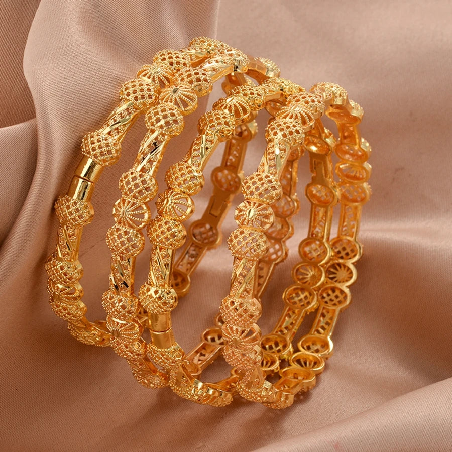 Women bangles Middle Eastern Bangles Gold Color Arab Bracelets for Wife girls wedding jewelry