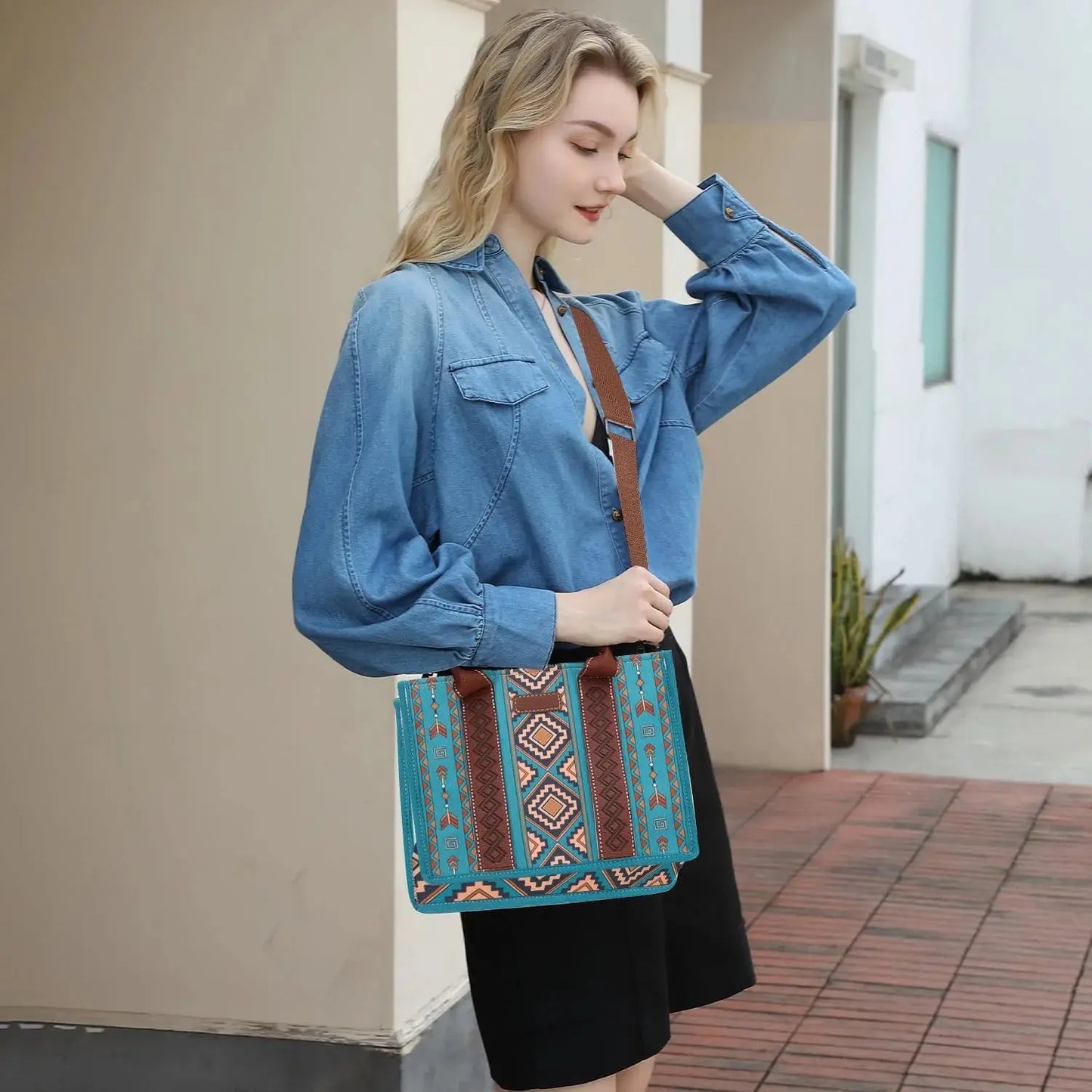 4pcs Lightweight Retro Work Satchel Tote Boho Chic Green Handbags for Women Everyday Use Purse