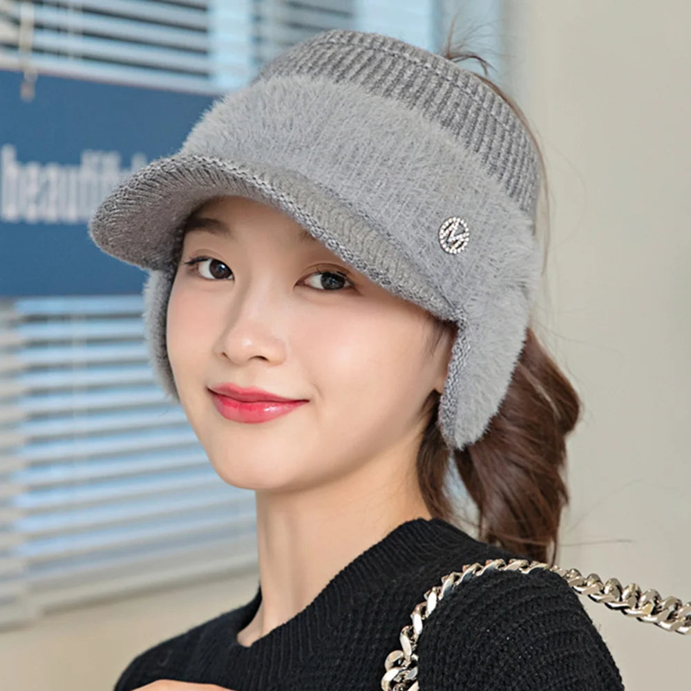 New Women Winter Hat  Fashion Streetwear Decorate Beanie Hat For Women Casual Knitted Warm Cap
