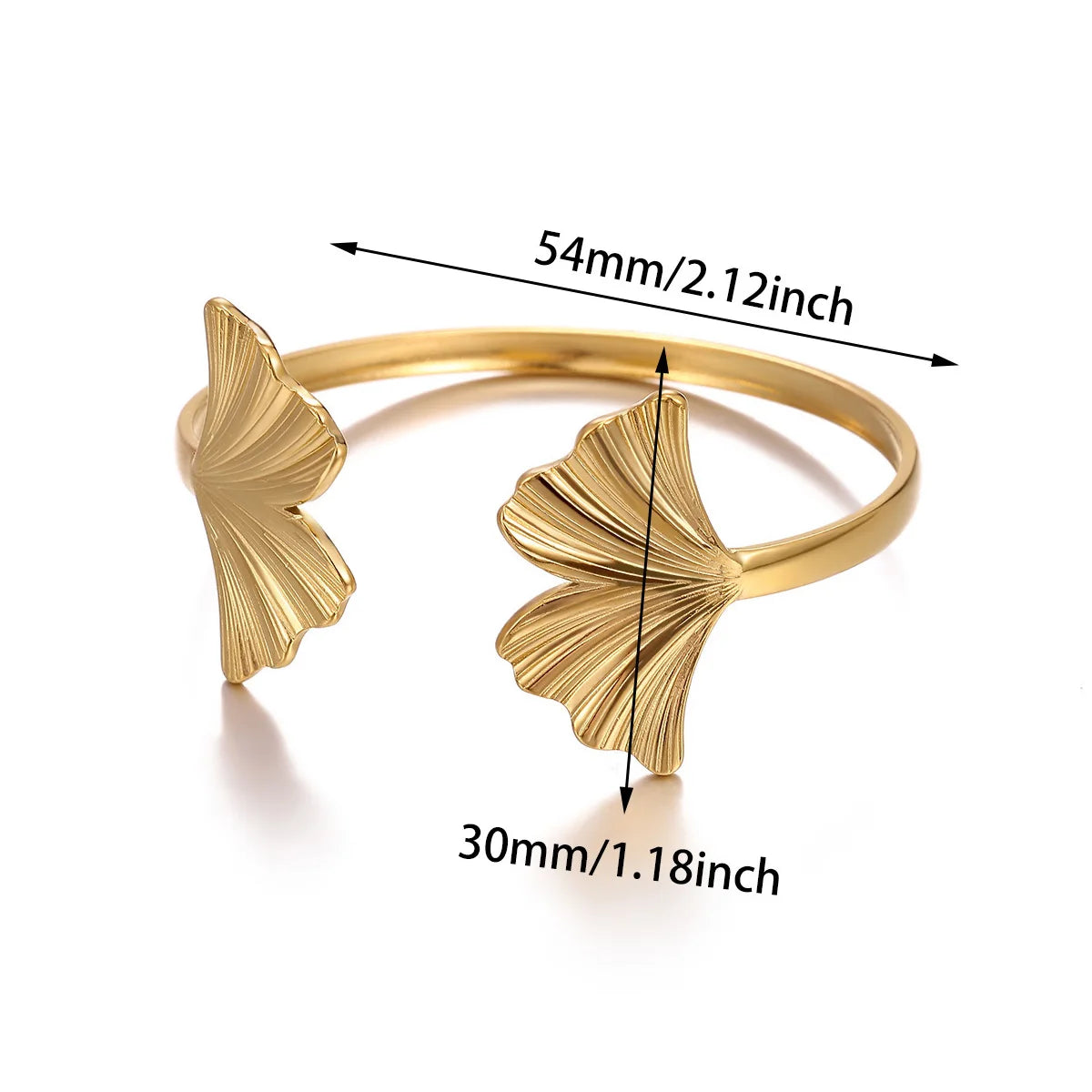Cuff Bangles For Women Gold Color Punk Geometric Ginkgo Open Bracelet Turtle Jewelry Stainless Steel Waterproof Summer Party