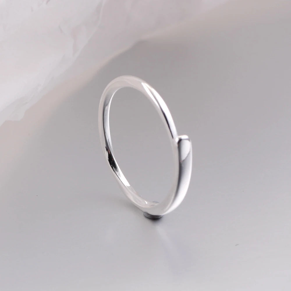 HOT 925 Sterling Silver Fine Plain Ring With Simple Opening Trendy And High-end Fashion Suitable For Women And Men's Jewelry
