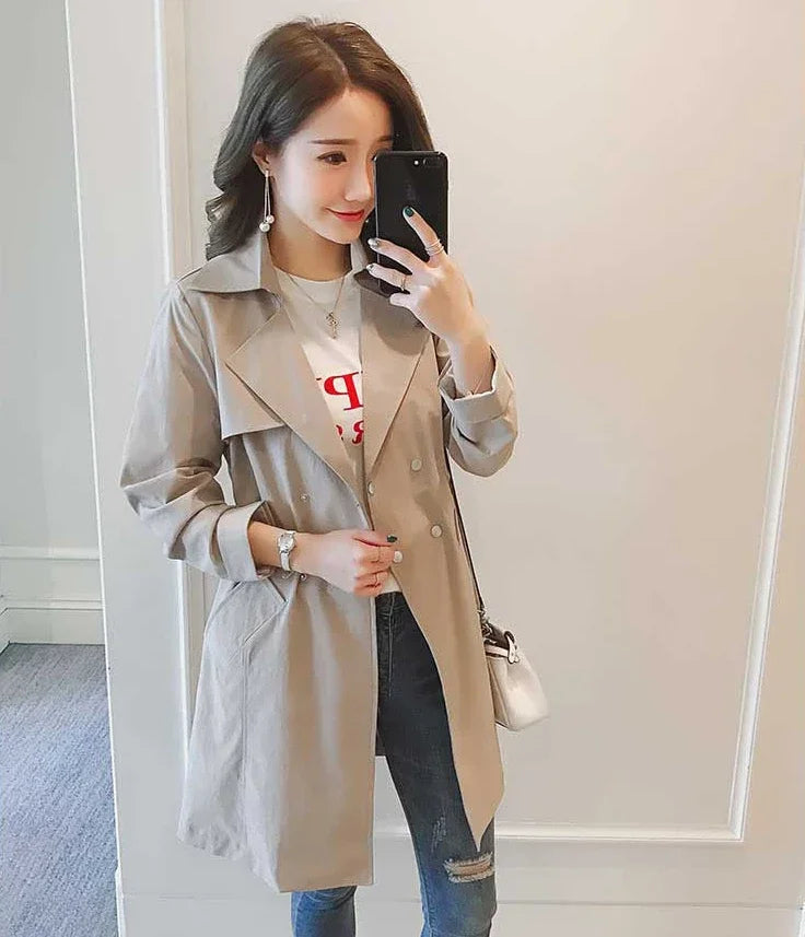 Blouson Female Coat Middle Length Women's Windbreaker Jackets Pretty Casual New in Outerwears Harajuku Great Fashion 2025 Offer