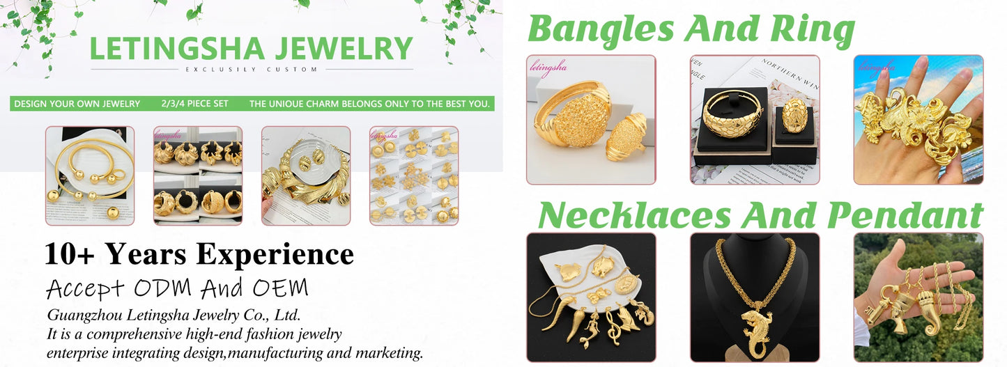 Fashion Bangle With Ring For Women 18K Gold Plated Bracelet Jewelry Sets Nigerian Wedding Party Gift Dubai Design Bracelet