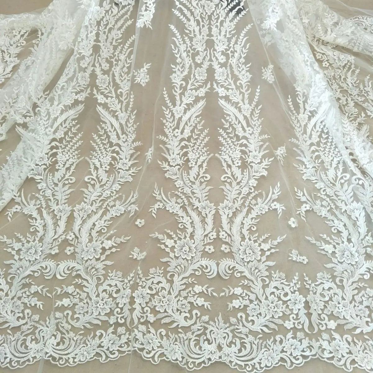 Curtain Fabric Embroidery Wedding Dress Handmade DIY Decorative Bridal Lace Fabric