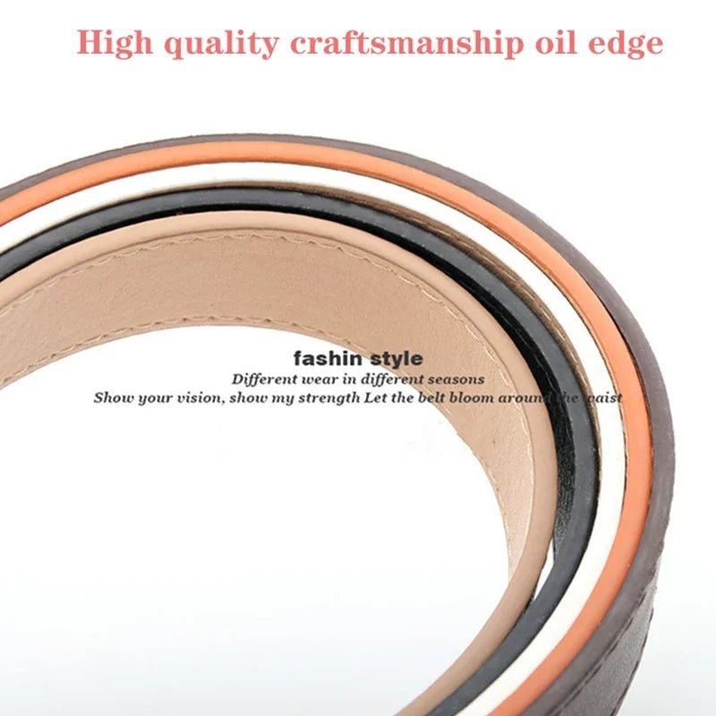 Women's Belt Fashion Pin Buckle Thin Belt Genuine Luxury Soft Belt Women With Cargo Pants Jeans Windproof Belt Pu Leather Belt