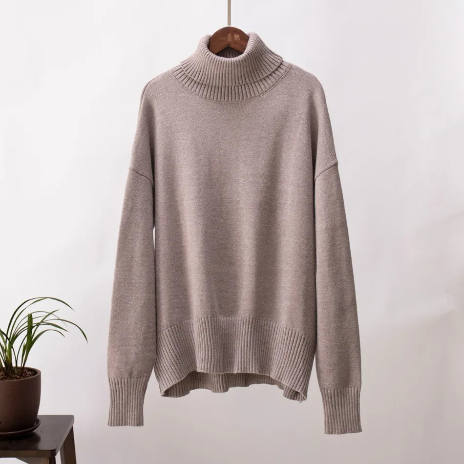 Sweater for Woman Autumn Winter New High Neck Thickened Warmth Knitted Sweater Fashionable Casual Loose Sweaters Pullovers