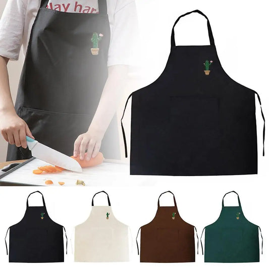 Kitchen Cooking Apron Unisex Household Solid Color Chef Waiter Barbecue Hairdresser Adult Pocket Apron Kitchen Supplies Tool