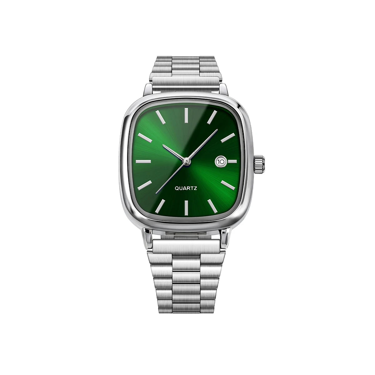 LUCKY FOX Modern minimalist square watch Business mens metal watch stainless steel chain multi-scene commuter watch