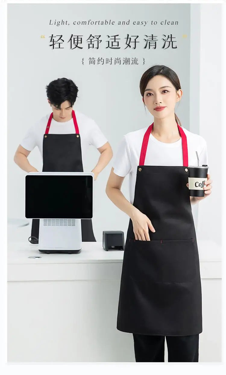 Kitchen Apron Custom Logo Polyester Plain Mandiles for Man Women Restaurant Bar Waiters Chefs Cleaning Bibs Nail Salon Aprons
