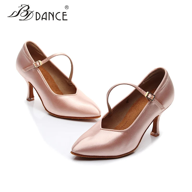 Sneakers Latin Dance Shoes Brand Women High Quality Satin Ladies Aerobics Girl Buckle Dancing SALSA BDD 138 Cowhide Sole White