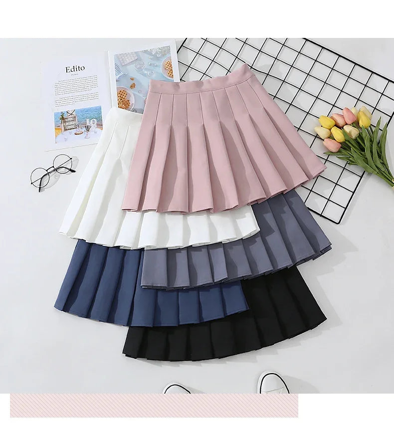 Skirts Summer 2024 Woman Skort Korean Fashion White Faldas Plisadas Para Mujer Lady Clothes A Line Mini Kawaii Pleated Skirt