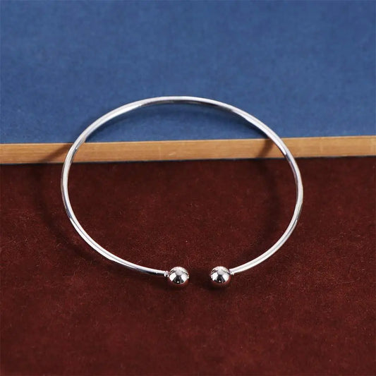 1pc Smooth Solid Bead Bracelet Cufflinks Bangles For Women Man Wedding Engagement Party Jewelry