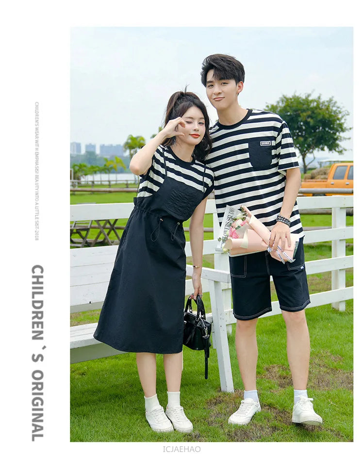 Dress 2025 Woman Family Couple Matching Clothes Parent-child Mom Daughter Dress Dad Son T Shirt Sibling Brother Sister Outfits